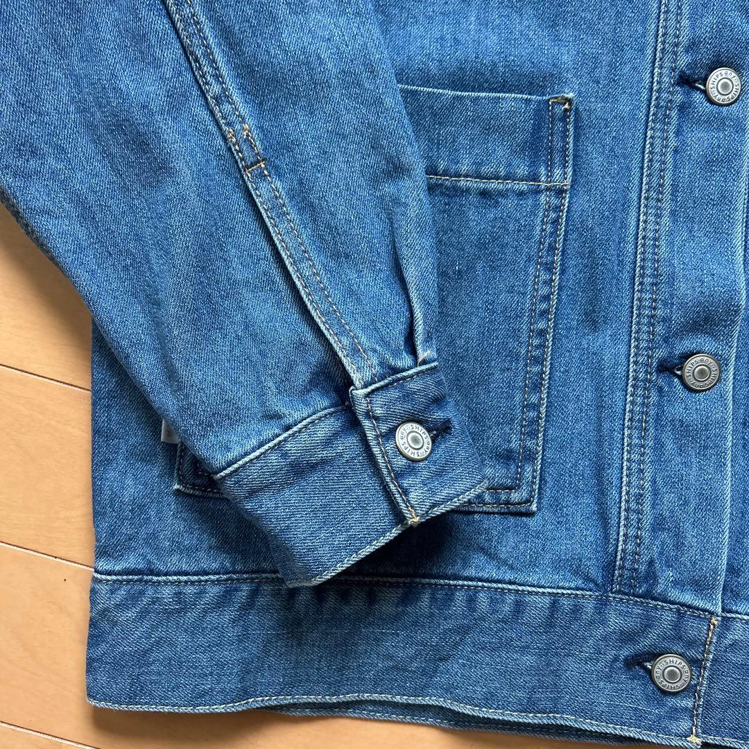 ships any denim シップス　エニィ　ノーカラーデニムブルゾン