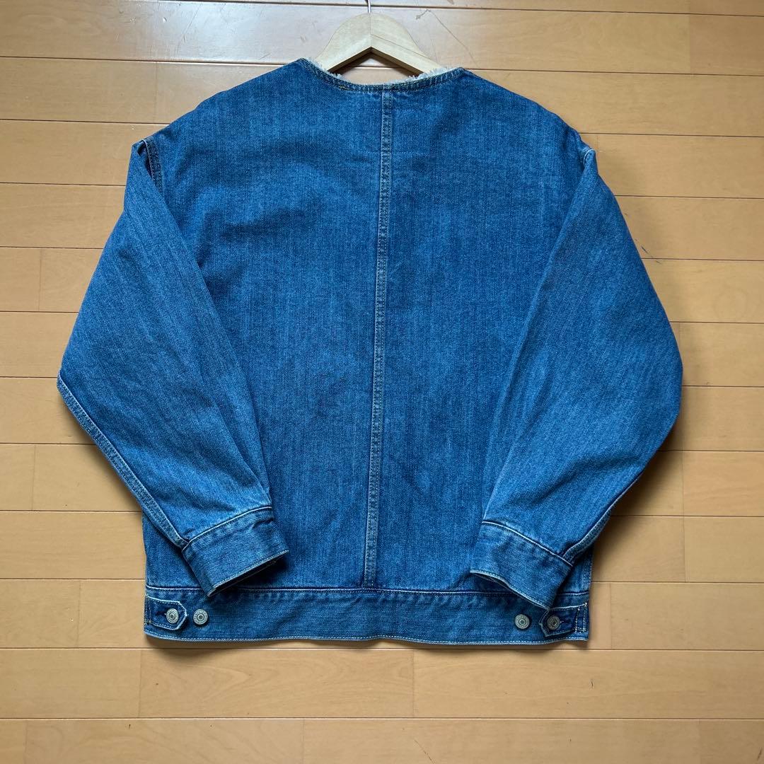 ships any denim シップス　エニィ　ノーカラーデニムブルゾン