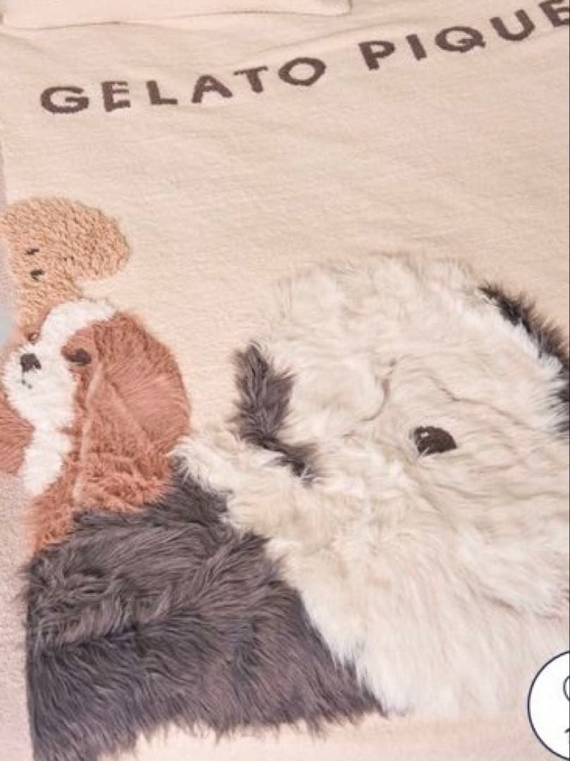 新品タグ付 ジェラートピケDOG3柄 ジャガードマルチカバー