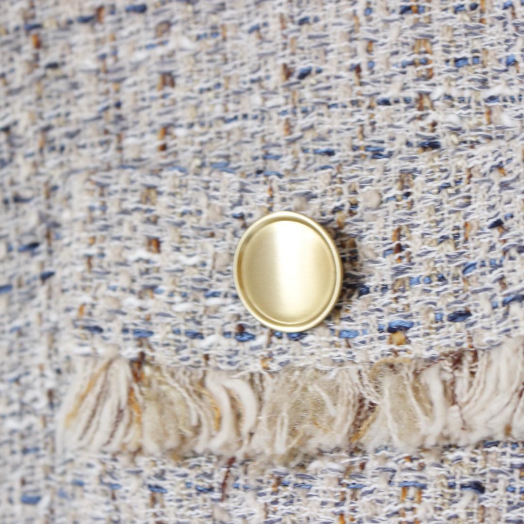 【極美品】グリーンレーベルリラクシング ツイードポケットノーカラージャケット