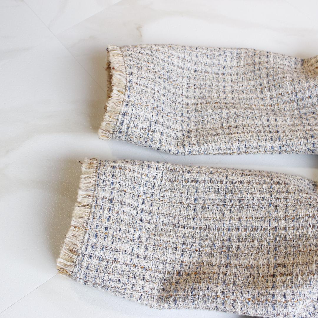 【極美品】グリーンレーベルリラクシング ツイードポケットノーカラージャケット