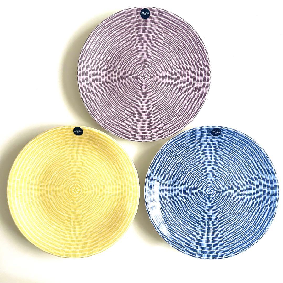 新品ARABIAアラビア24hAVEC アベック プレート20cmブルーイエロー