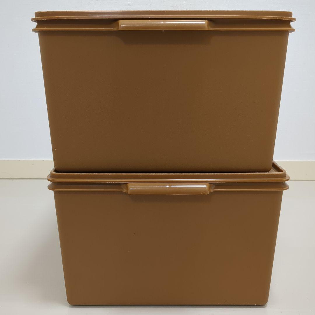 【2個セット】タッパーウェア　ディープロングスーパーケース　収納　茶