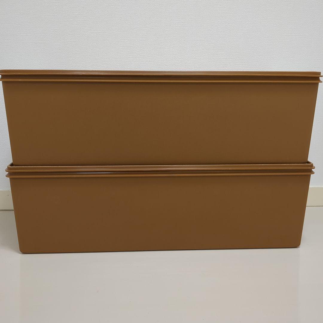 【2個セット】タッパーウェア　ディープロングスーパーケース　収納　茶