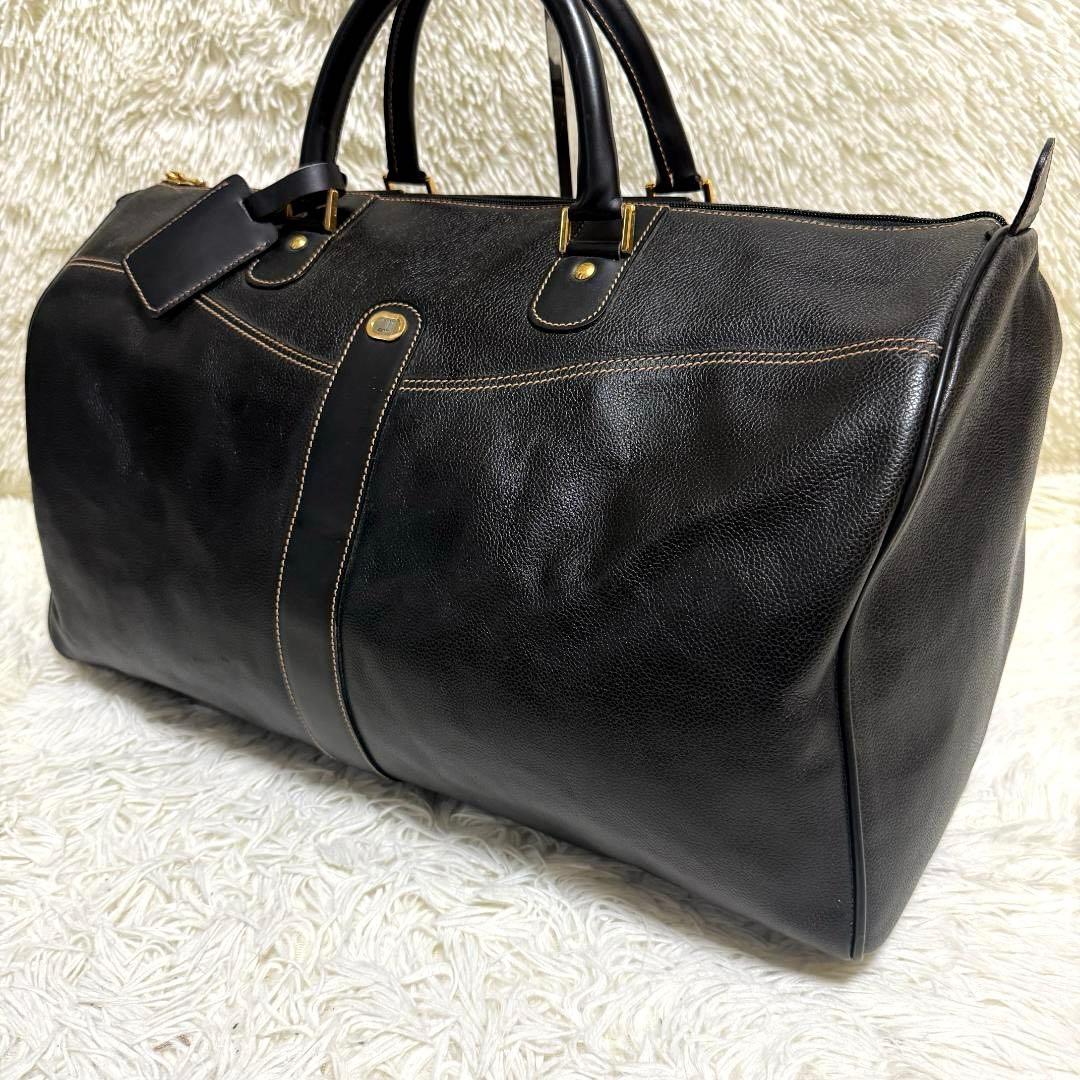 うし様⭐️dunhill ダンヒル ボストンバッグ レザー ロゴ刻印 ブラック