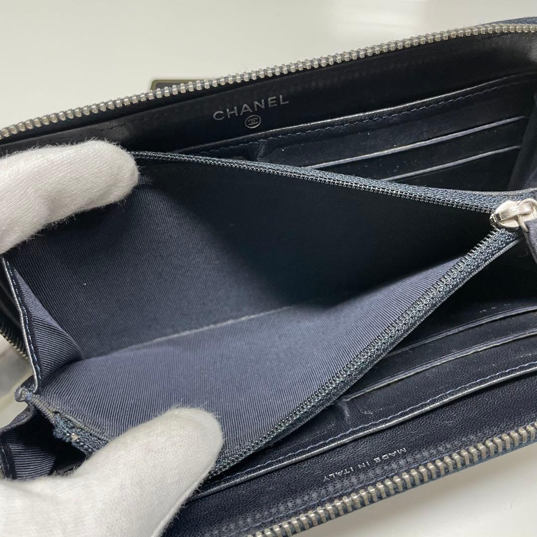 く*♪様 CHANEL マトラッセ　キルティングレザー 長財布 ネイビー