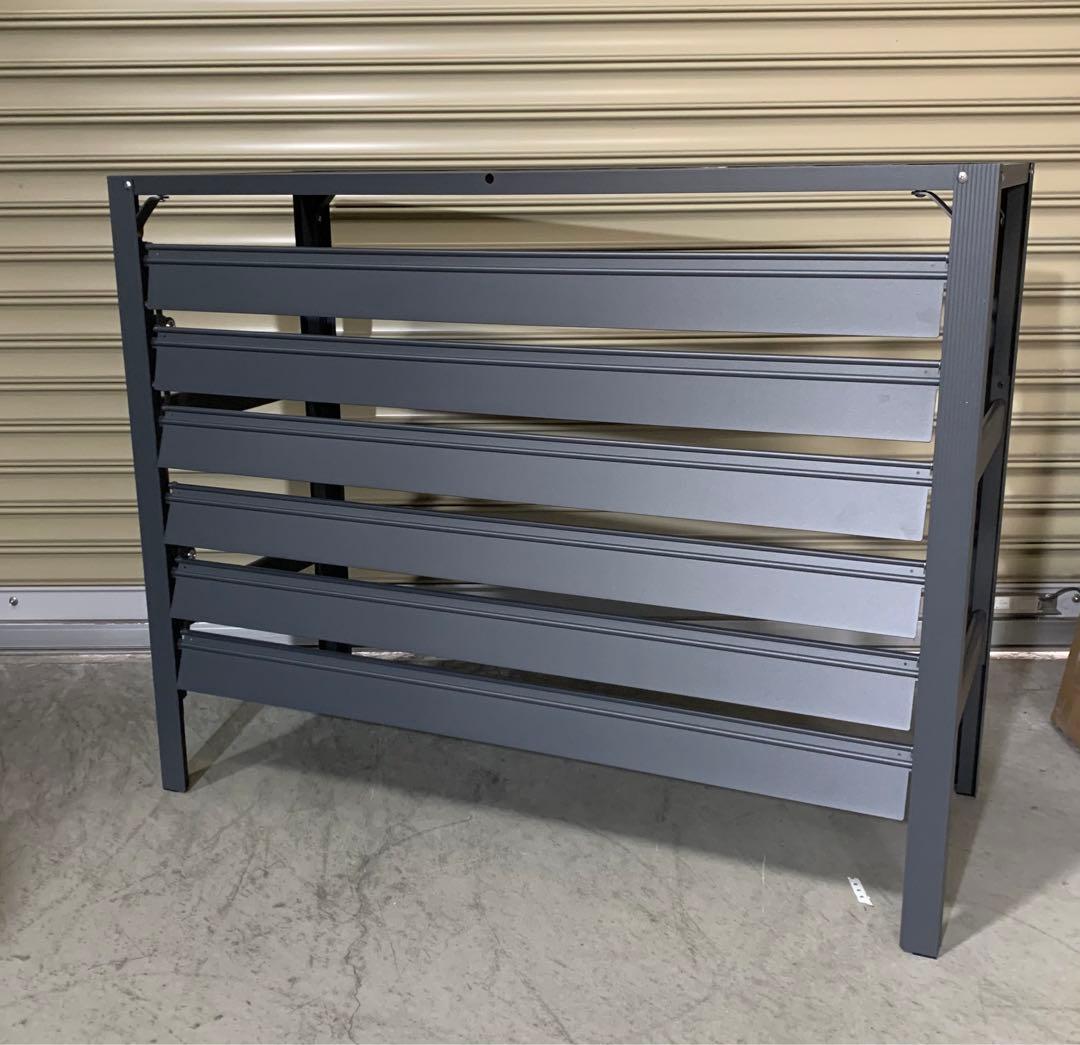 アルミ製 エアコン室外機カバー排気ルーバー方向可調整Mダークグレー