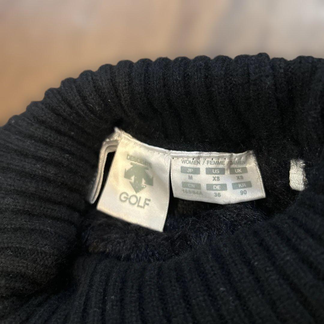 【美品】デサントゴルフセーター黒 シャギーニットレディースM DESCENTE