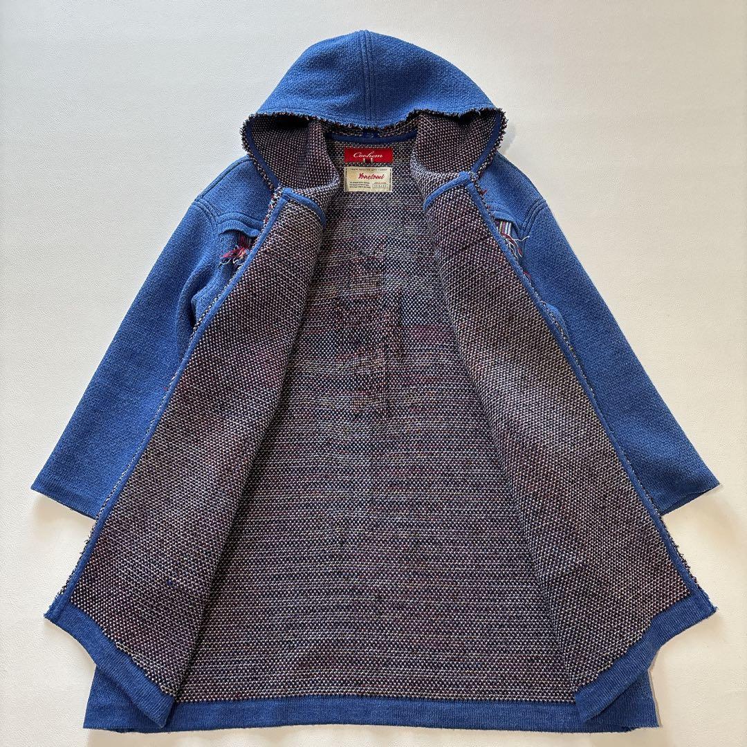 COOHEM YONETOMI ニットツイードフーディカーディガン M ブルー