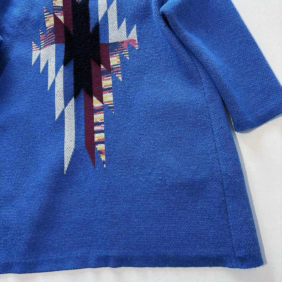 COOHEM YONETOMI ニットツイードフーディカーディガン M ブルー