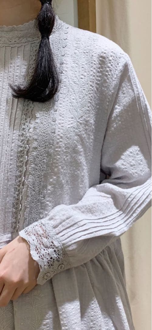 TSUHARU 新品タグ付　チェック織りレース刺繍ワンピース