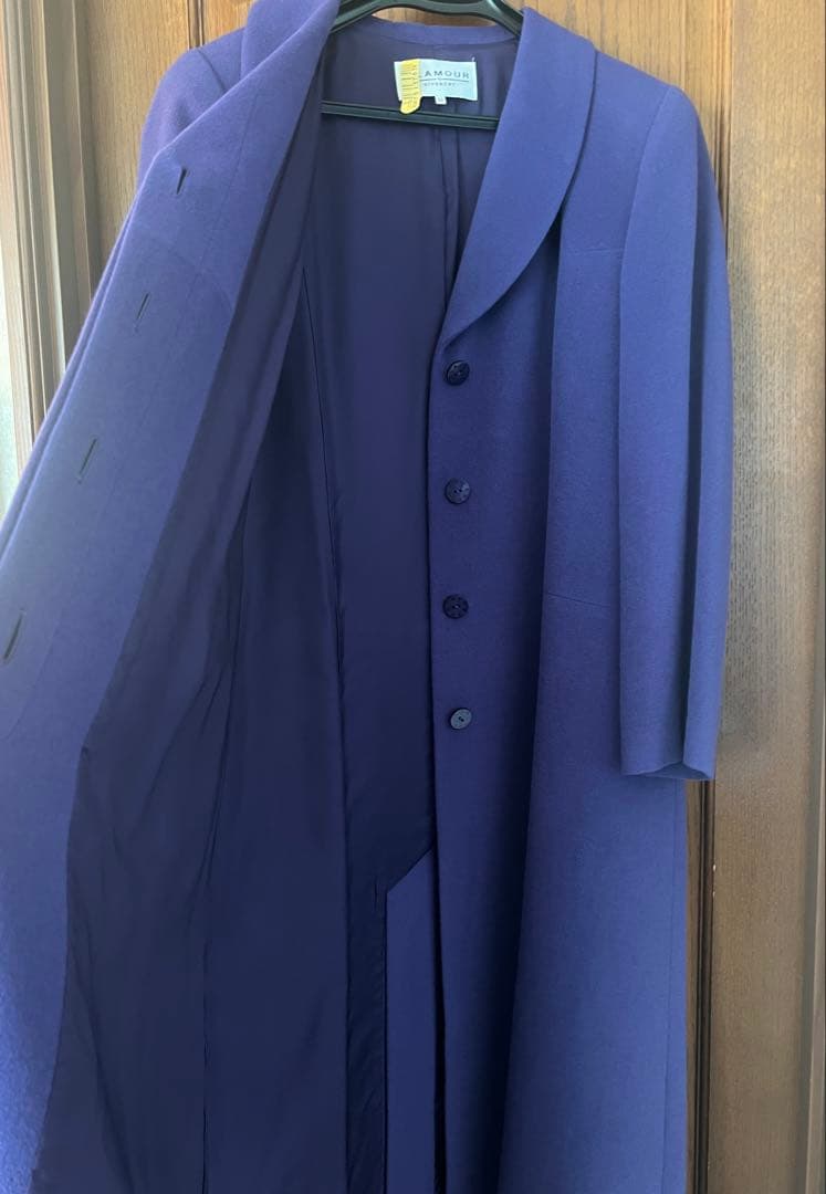 GIVENCHY ロングコート　紫　アンゴラ60%ウール40%　大きいサイズ44