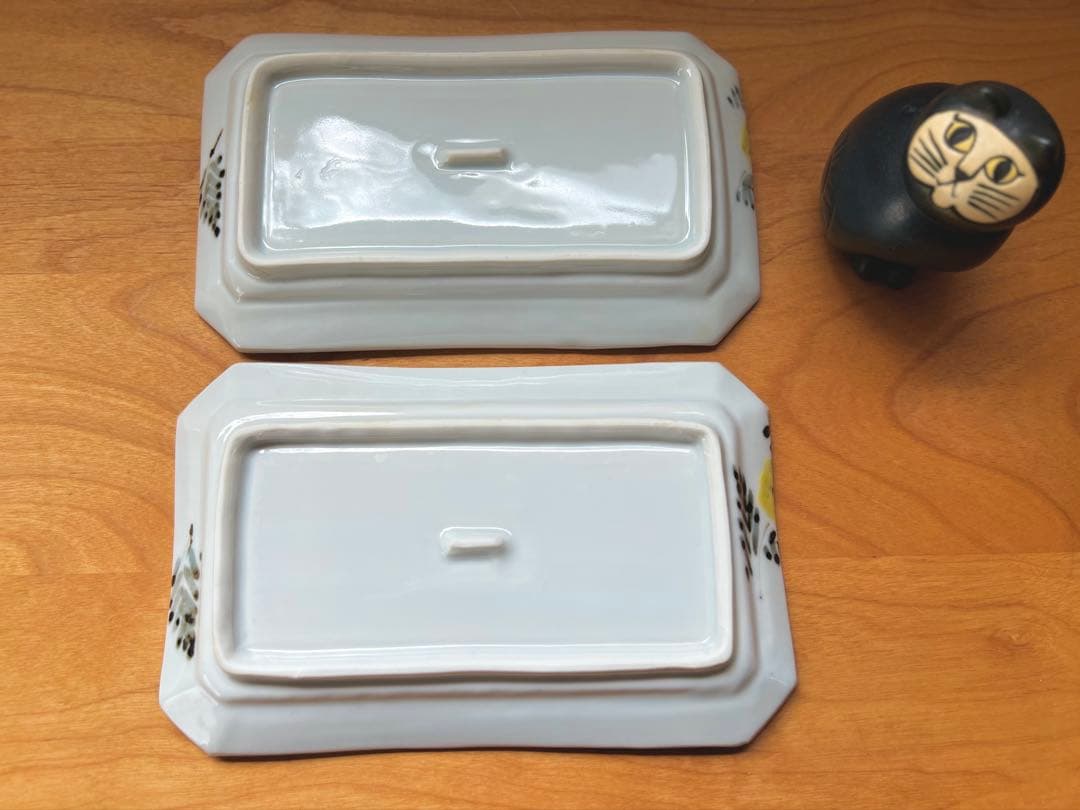 九谷焼 九谷青窯 横井佳乃 色絵ミモザ 隅切長皿 くたにせいよう