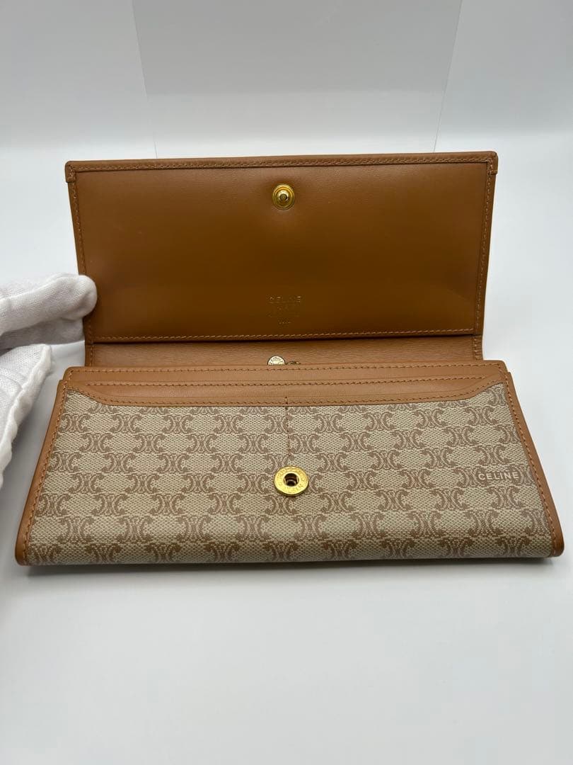 [美品]セリーヌ　マカダム柄フラップウォレット