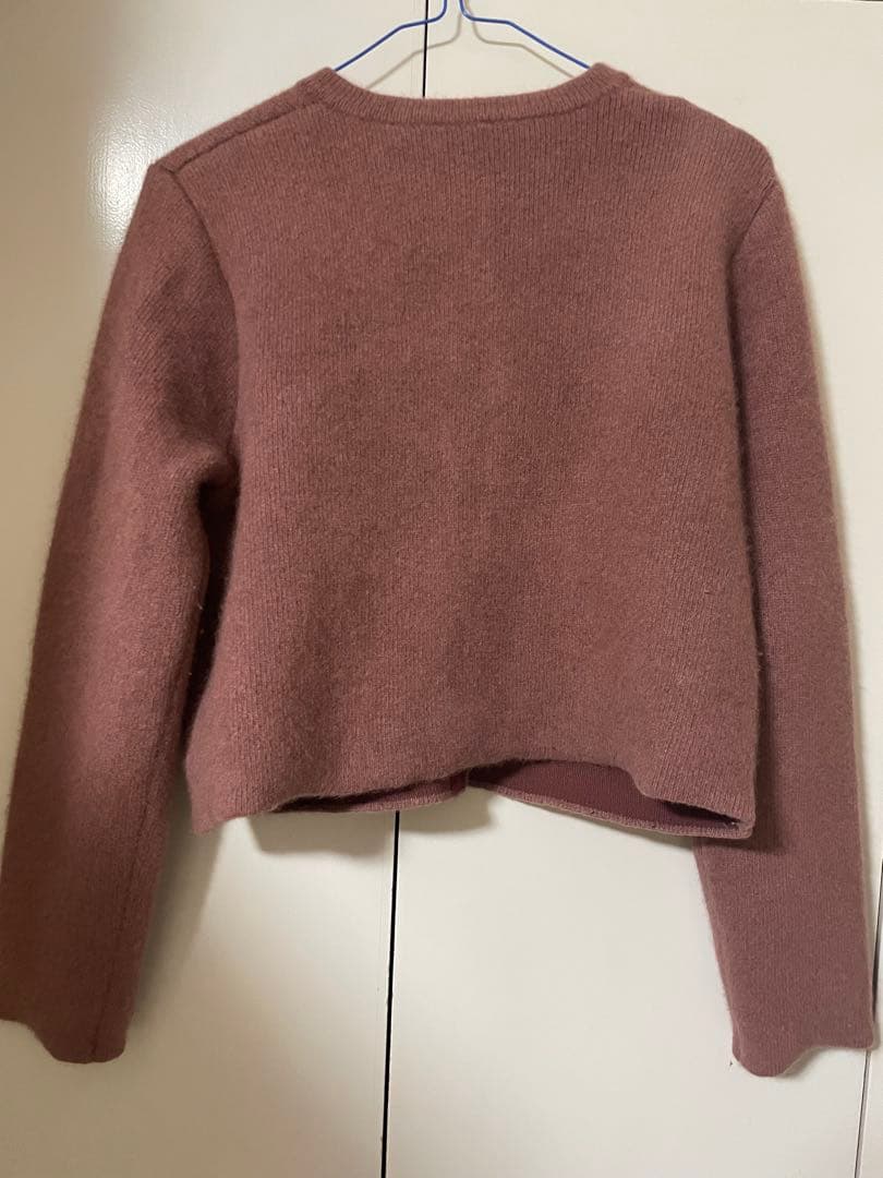 anuans ラクーンブレンドノーカラーニットジャケットDARK PINK