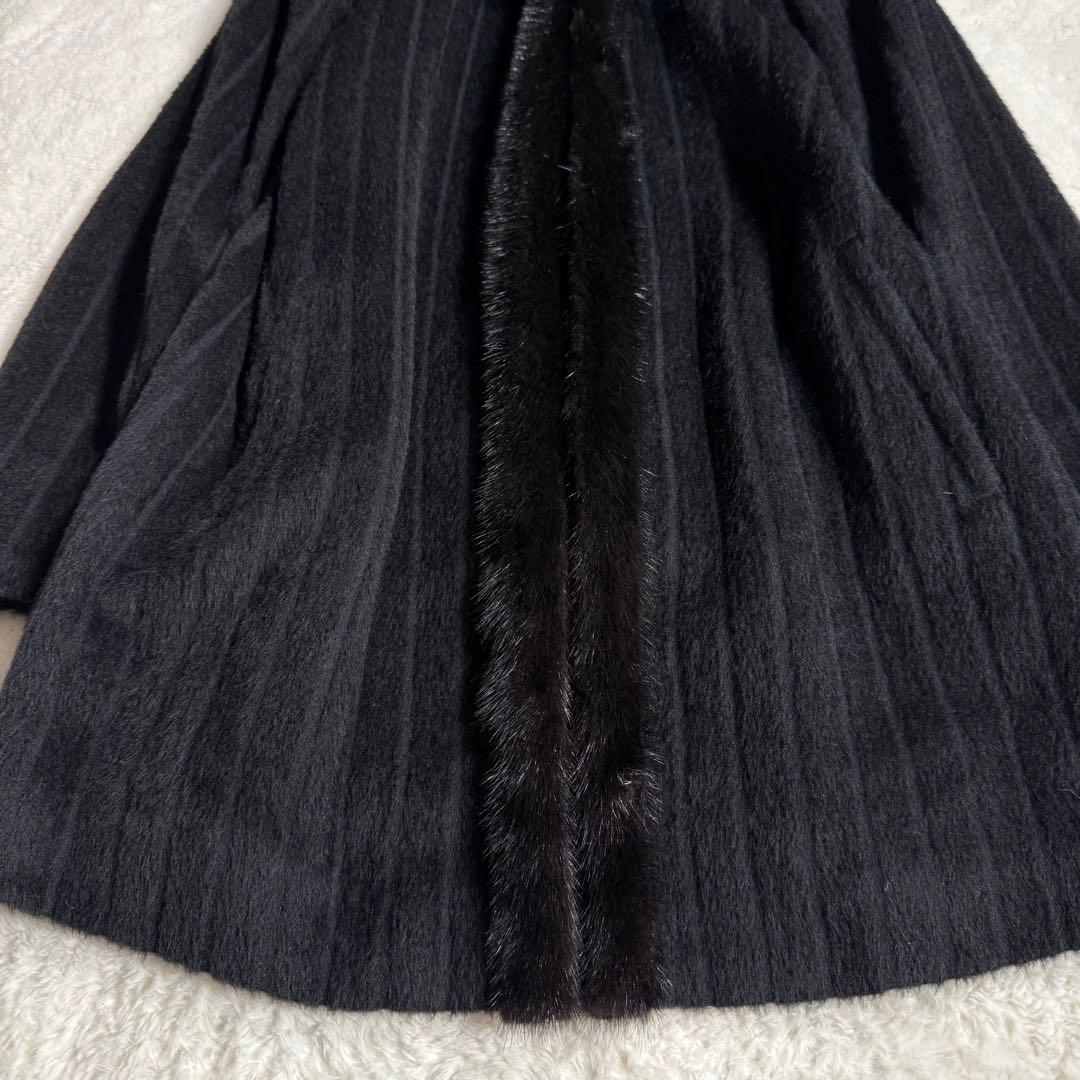 【美品】ラフィアーナ スーリーアルパカ ミンク ファーコート ブラック 9AR