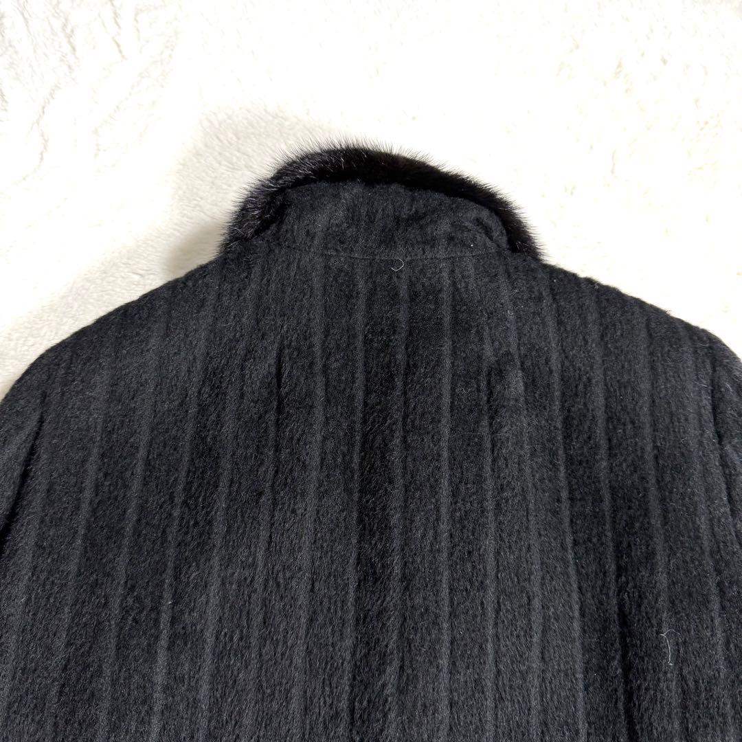 【美品】ラフィアーナ スーリーアルパカ ミンク ファーコート ブラック 9AR