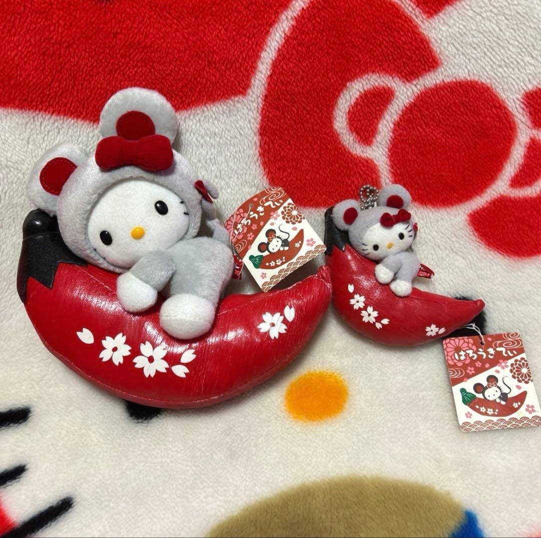 ハローキティ　唐辛子に乗ったねずみのキティ　マスコット　激レア　レトロ　着ぐるみ