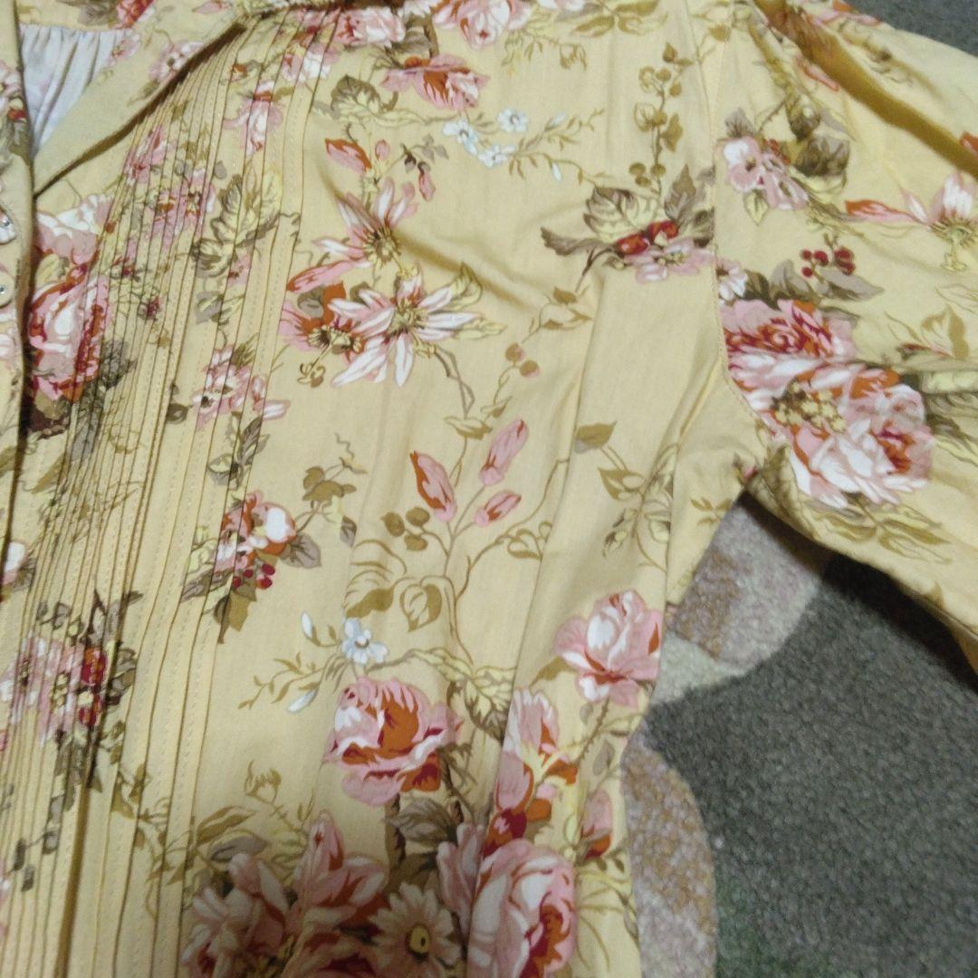 ピンクハウス　美品インゲボルグ　花柄イエロー半袖〜五分袖ロングワンピース