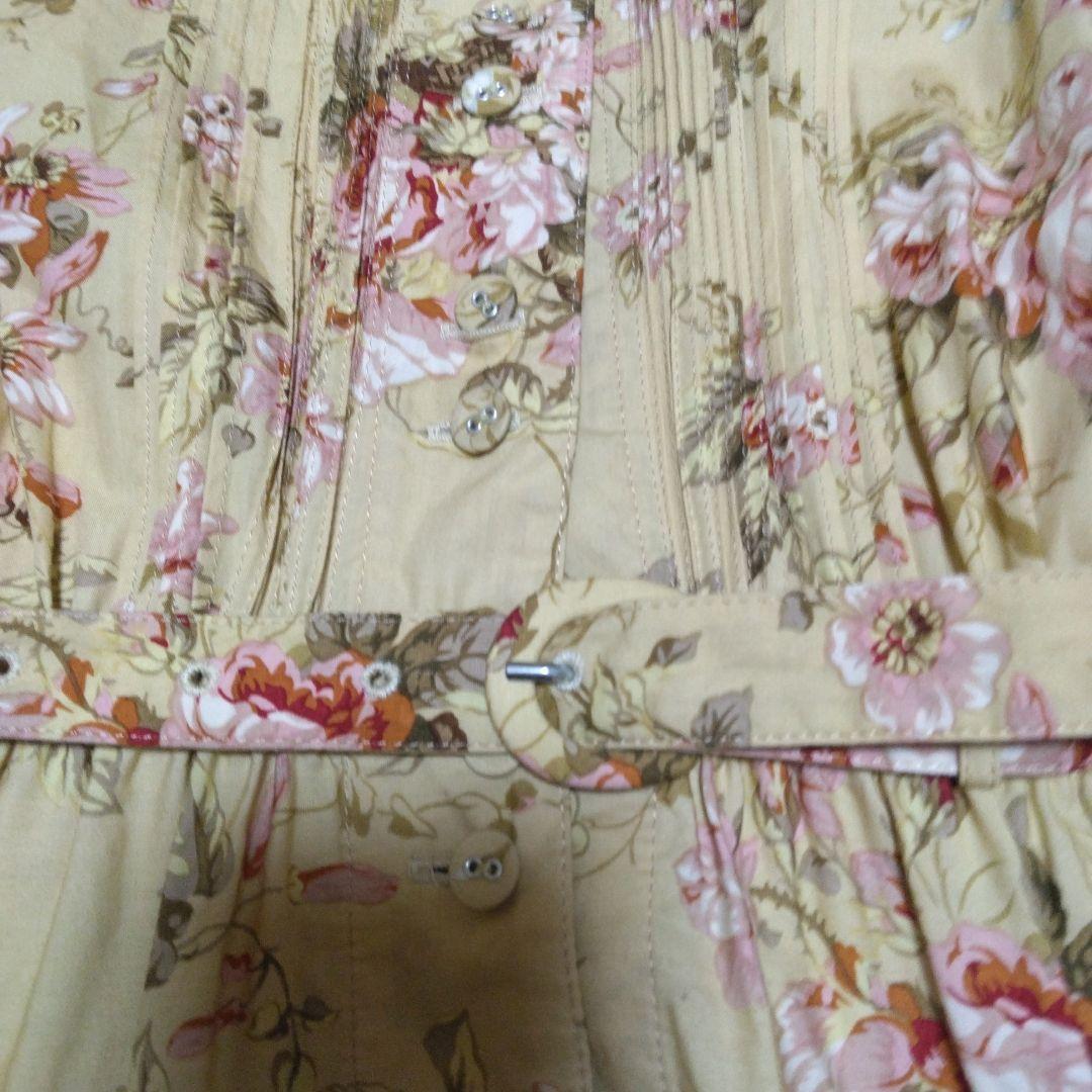 ピンクハウス　美品インゲボルグ　花柄イエロー半袖〜五分袖ロングワンピース