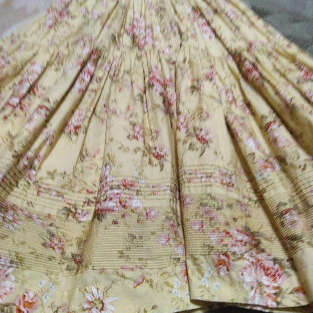 ピンクハウス　美品インゲボルグ　花柄イエロー半袖〜五分袖ロングワンピース