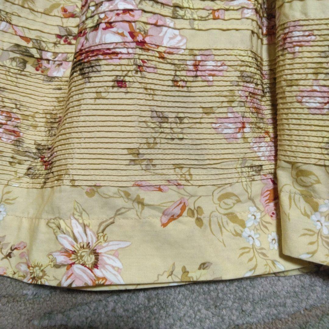 ピンクハウス　美品インゲボルグ　花柄イエロー半袖〜五分袖ロングワンピース