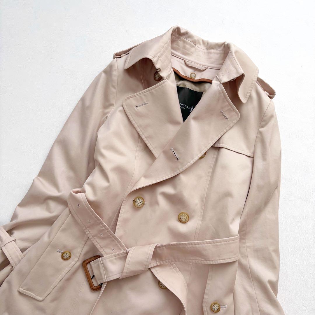 大きいサイズ　マッキントッシュ　トレンチコート　ピンクベージュ　ライナー　44