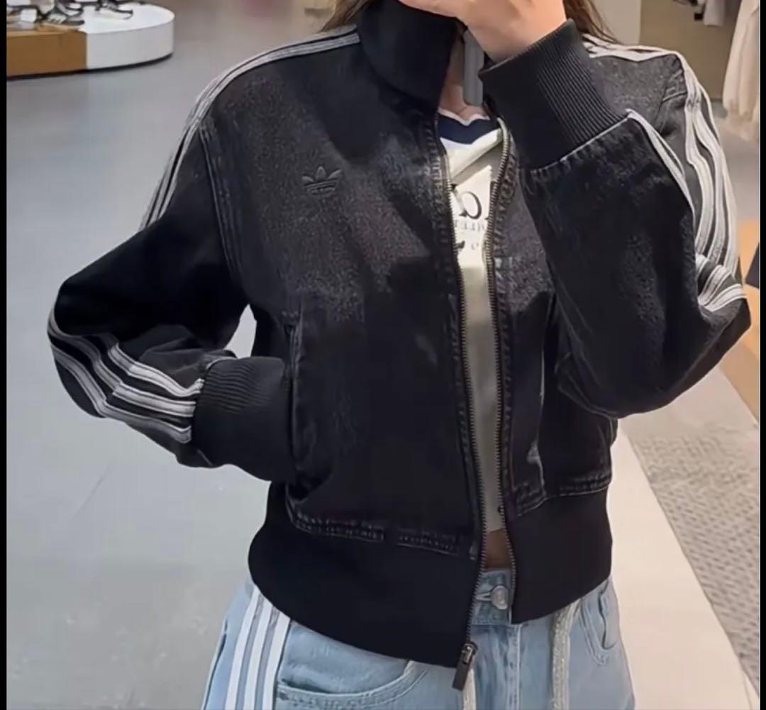 新品M女性】アディダスアディカラーデニムジャケットファイヤーバードトラック