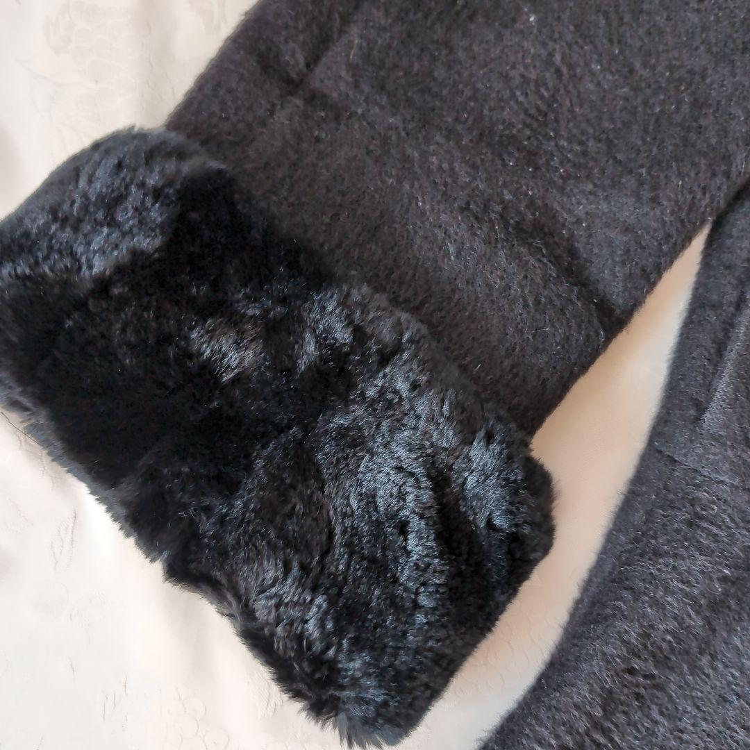 SNIDEL ラビットファー Aライン コート 黒