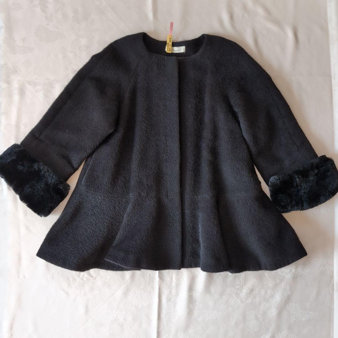 SNIDEL ラビットファー Aライン コート 黒