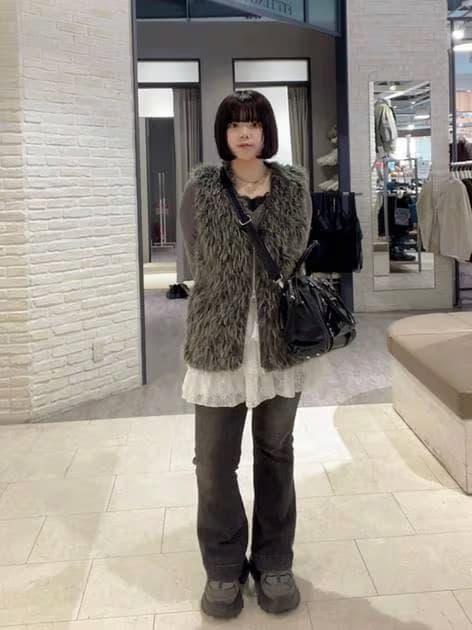 JEANASIS ジーナシス MIXカラーファーベスト グレー