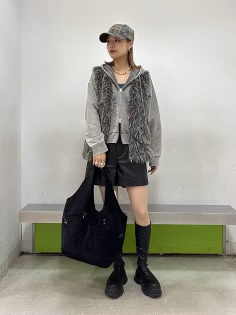 JEANASIS ジーナシス MIXカラーファーベスト グレー