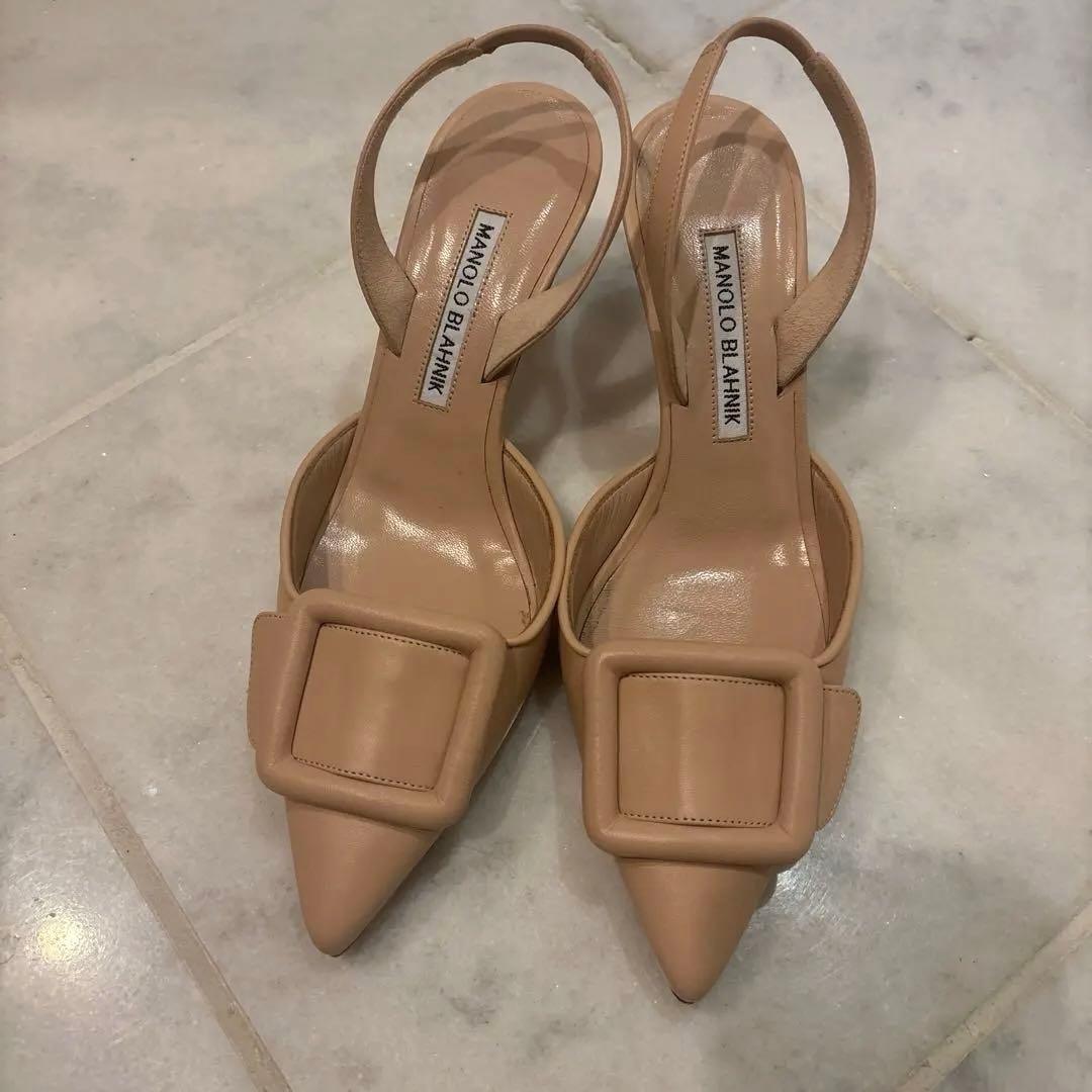 R*Y様 お値下げ！美品！マノロブラニク　メイセールピンクベージュ35.5