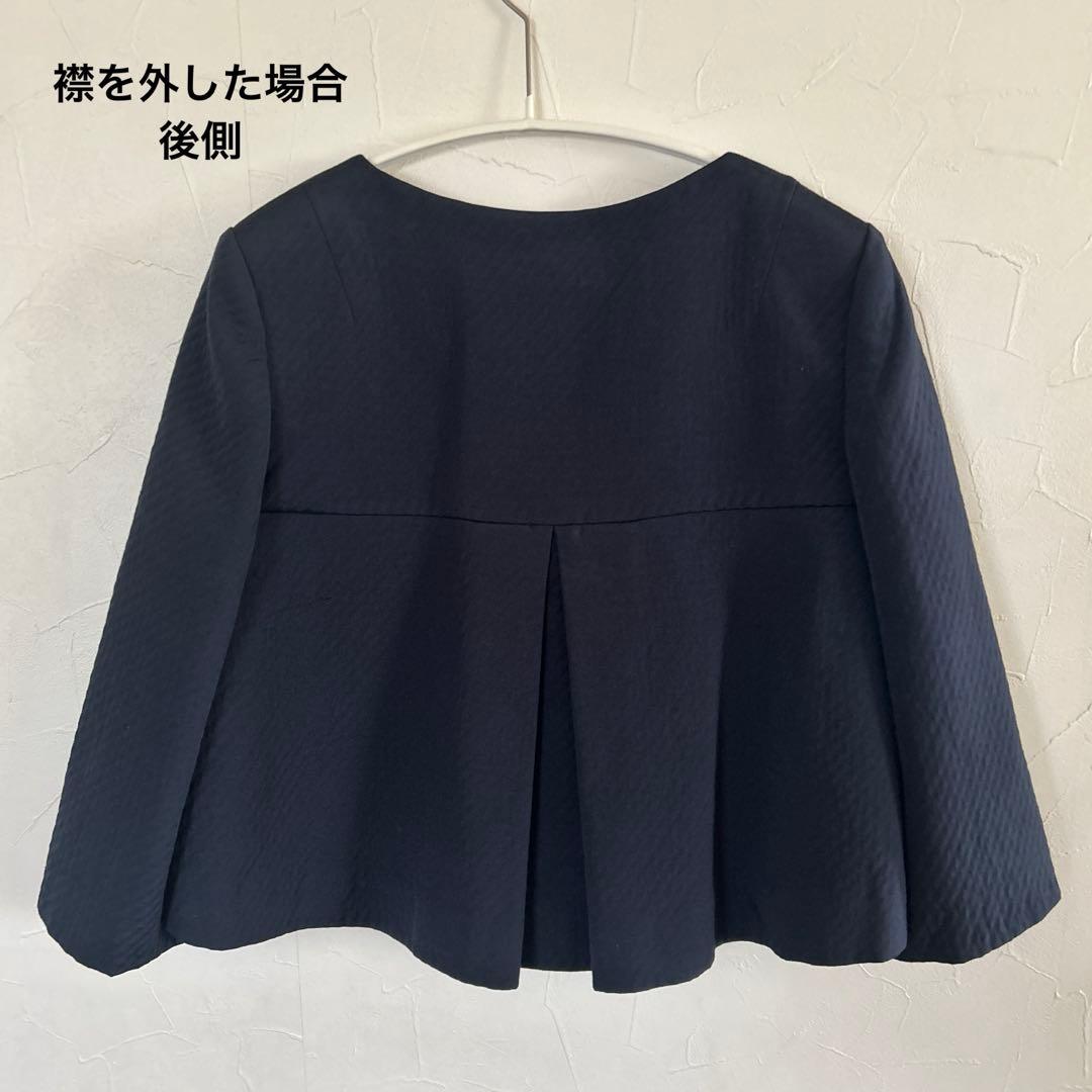 FOXEY キルティング 2way ノーカラージャケット　ネイビー 紺 40