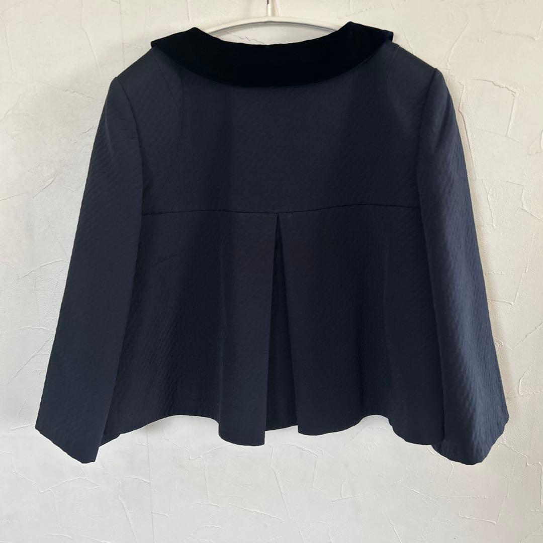 FOXEY キルティング 2way ノーカラージャケット　ネイビー 紺 40