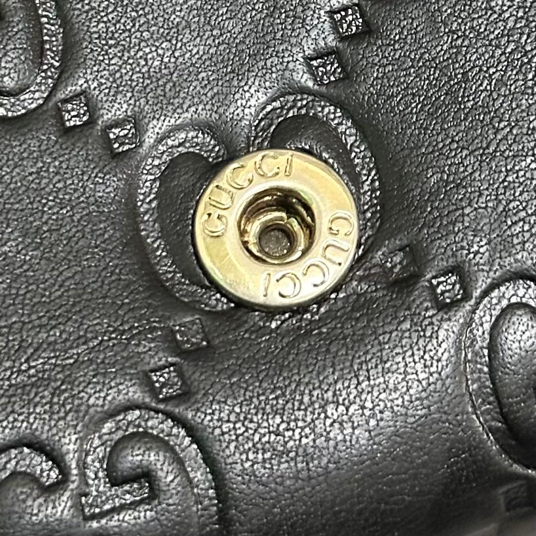 GUCCI グッチ　長財布　メタルロゴ　グッチシマ　ブラック　GG