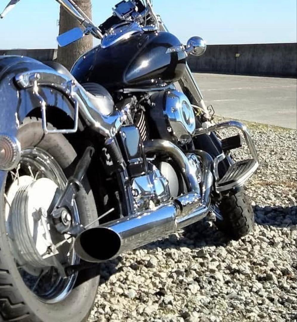 ドラッグスター400クラシック 2in1マフラー 極太スラッシュカットマフラー