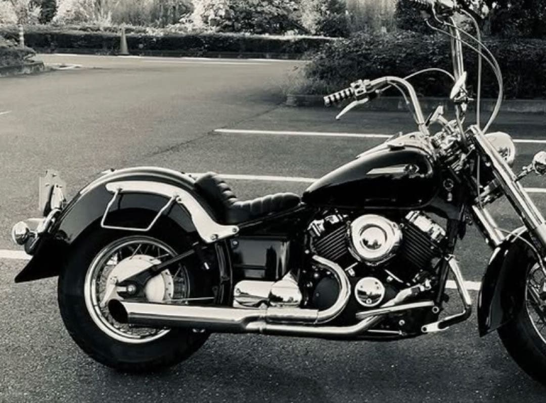 ドラッグスター400クラシック 2in1マフラー 極太スラッシュカットマフラー