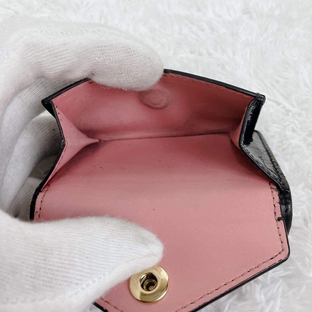 専用 ✨ミュウミュウ 折り財布 クロコ型押し　本革 レザー バイカラー 黒