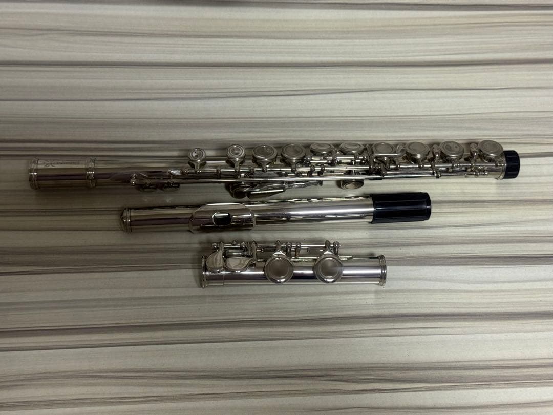 初心者向け ニッケルメッキ フルート C足部管 メタルポリッシュ付き