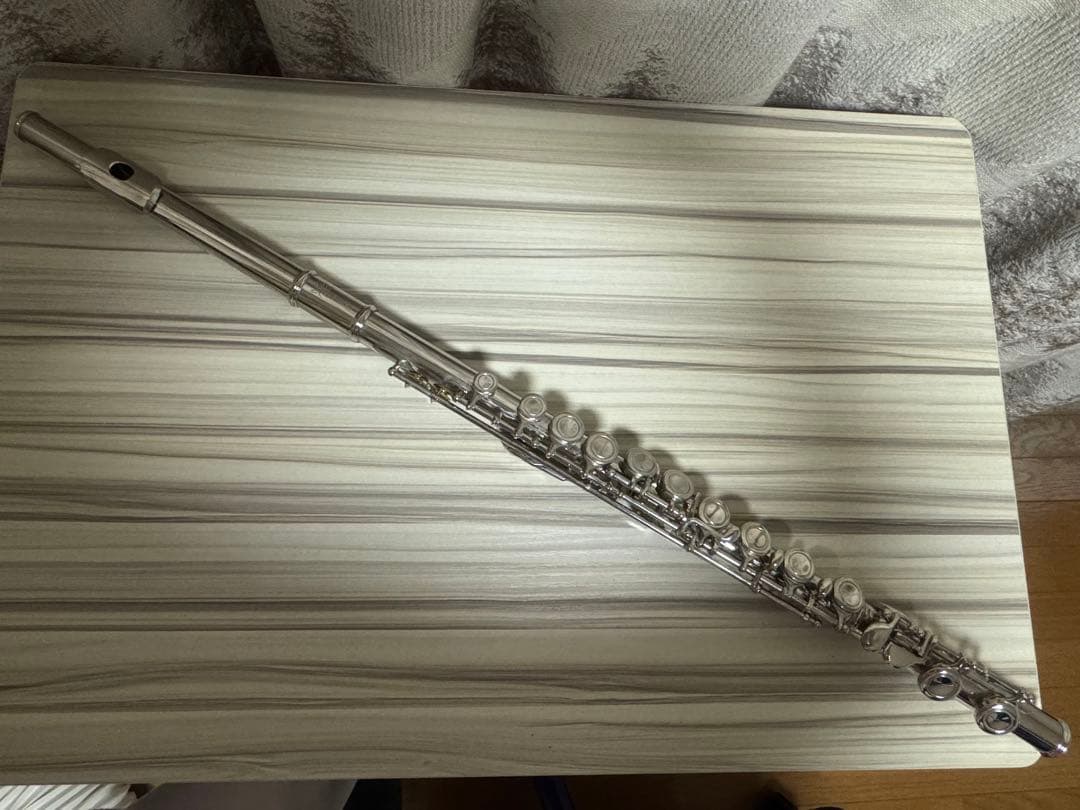 初心者向け ニッケルメッキ フルート C足部管 メタルポリッシュ付き