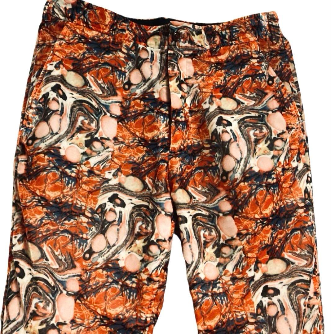 Needles ニードルズ 20AW 総柄ベロアパンツ オレンジ マーブル模様