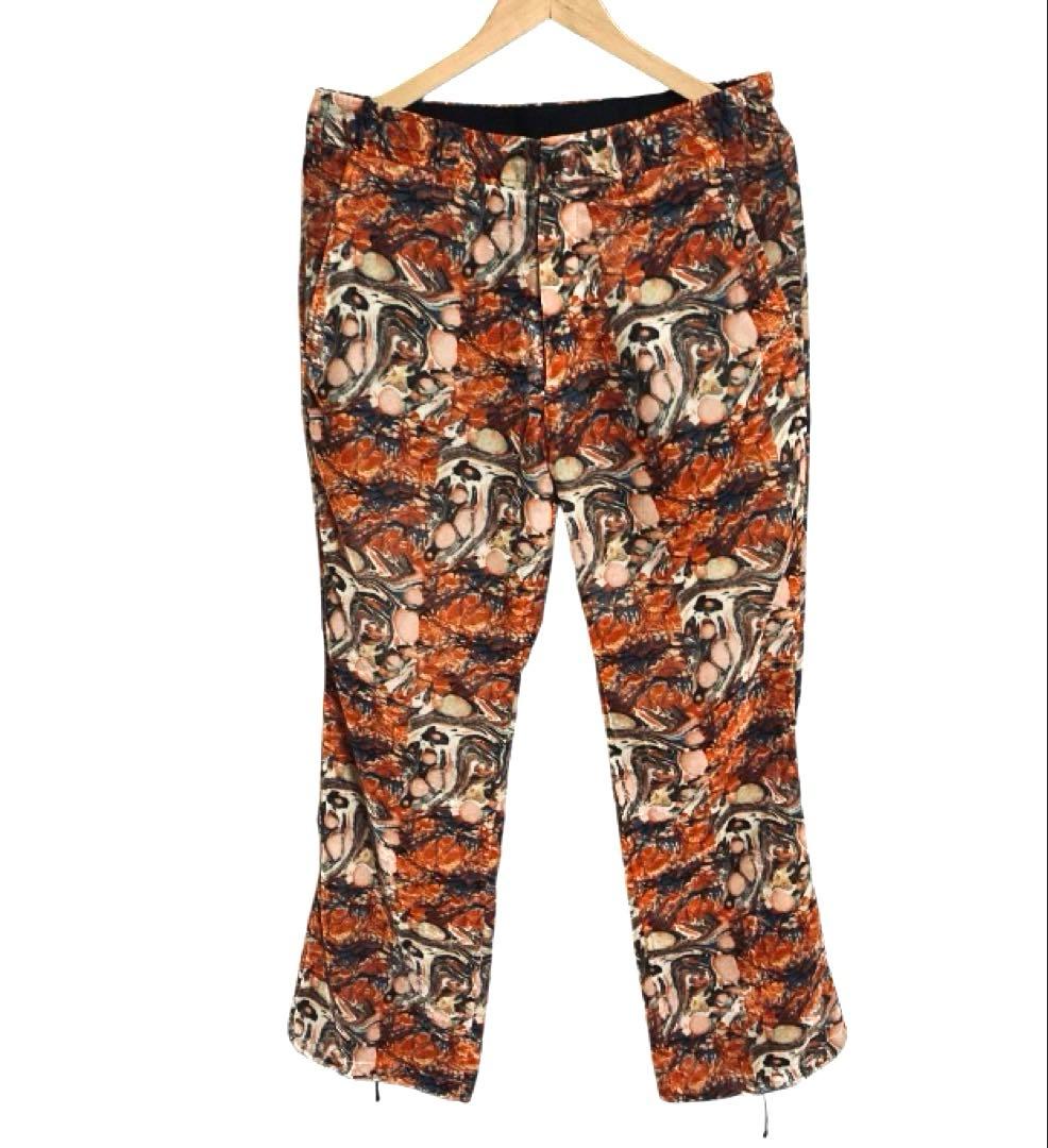 Needles ニードルズ 20AW 総柄ベロアパンツ オレンジ マーブル模様