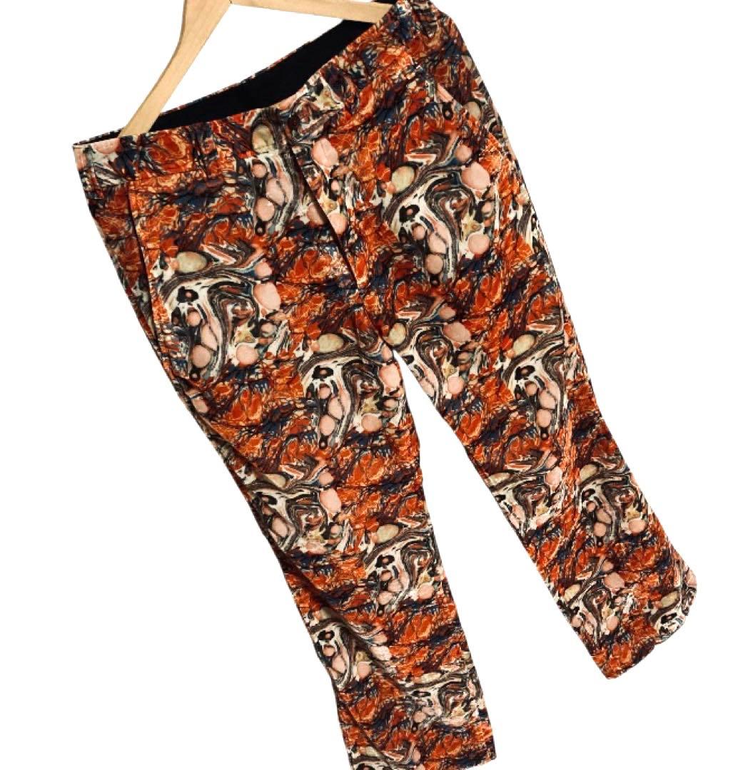 Needles ニードルズ 20AW 総柄ベロアパンツ オレンジ マーブル模様