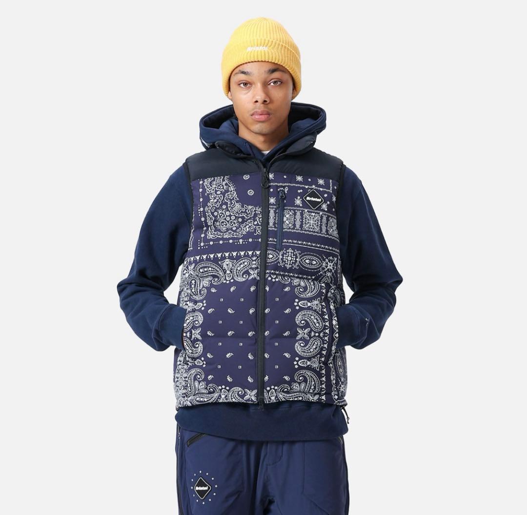 e*0様 FCRBダウンベスト ネイビー✖︎バンダナXL