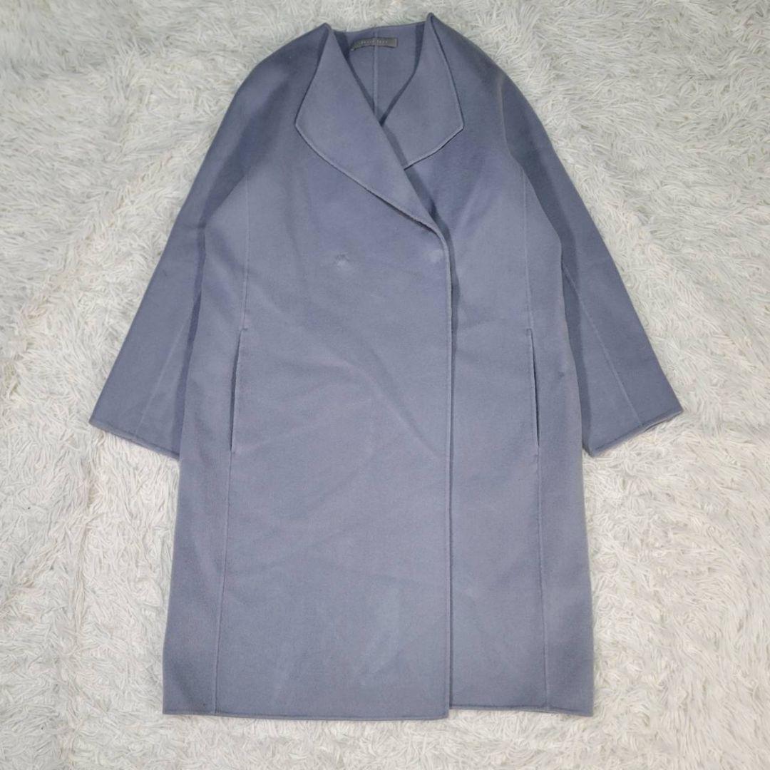 セオリーリュクス　リバーコート　ダブルフェイス　ノーカラー　カシミヤ　ウール　M