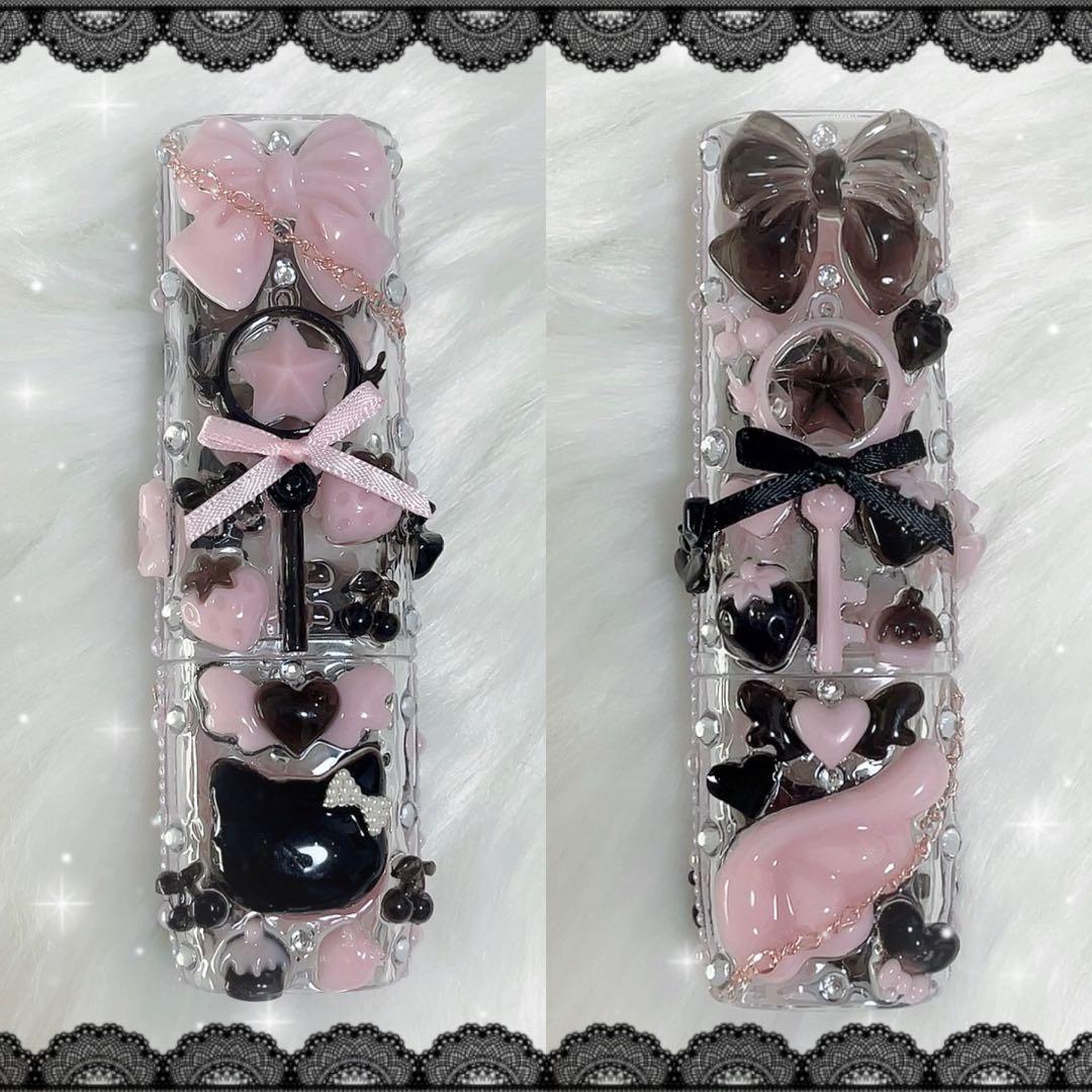 IQOSケースデコ　イルマケースデコ　ピンク　ブラック