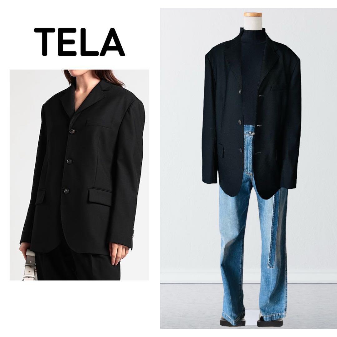 TELA イタリア製 ウール テーラード サイドベンツ ジャケット M 黒