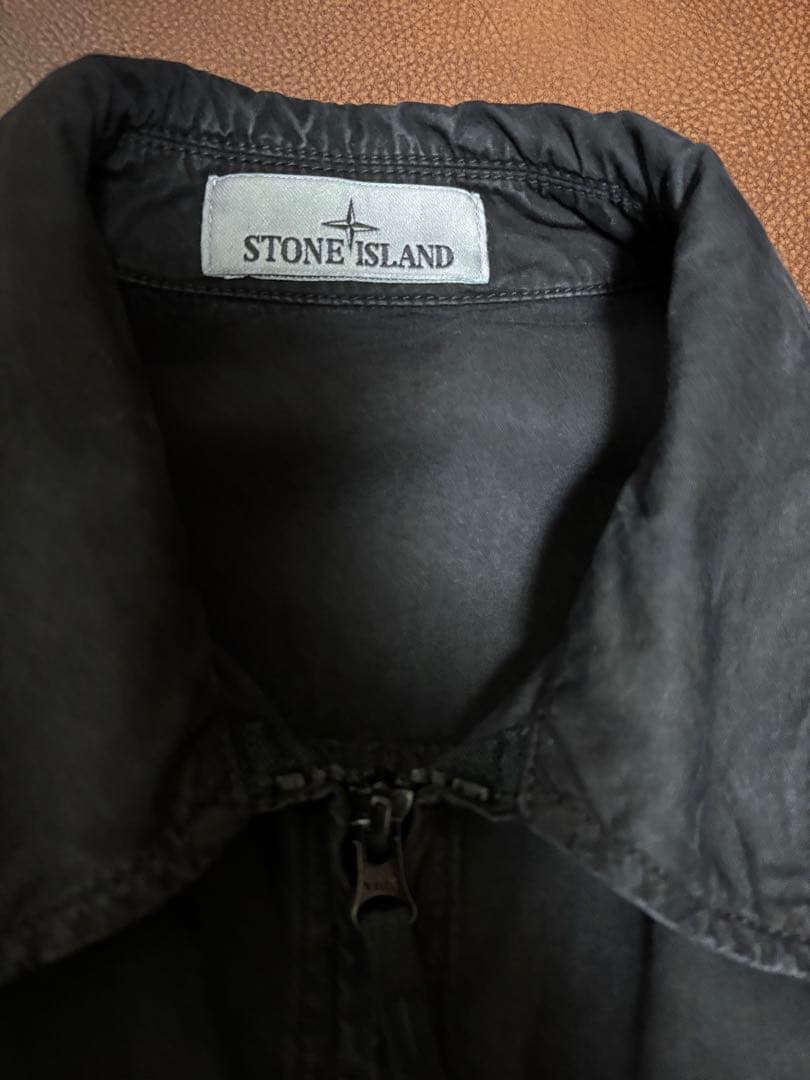 ストーンアイランド ガーメントダイ ジップオーバーシャツ ブラック M 24AW