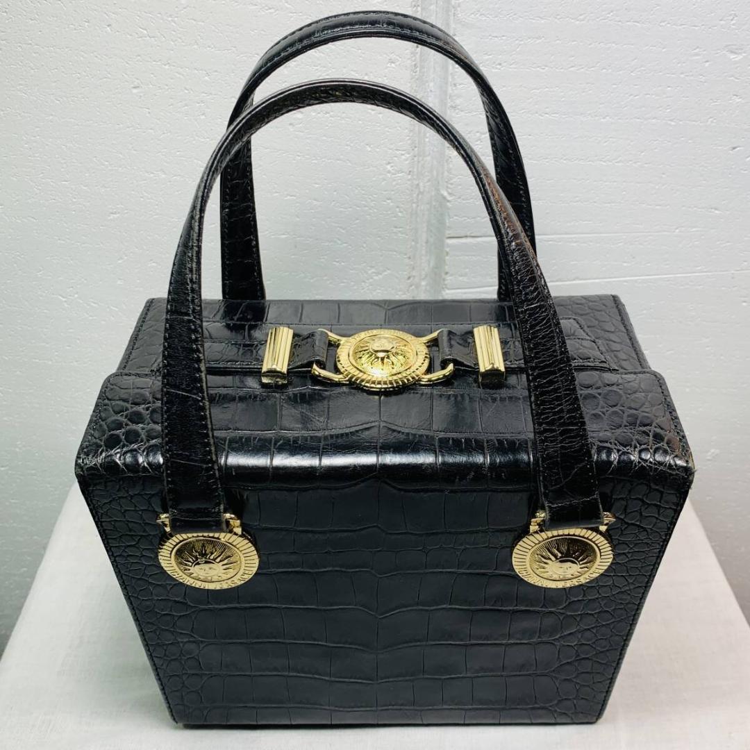 パ*ム様 ジャンニヴェルサーチ ハンドバッグ バニティバッグ サンバースト クロ